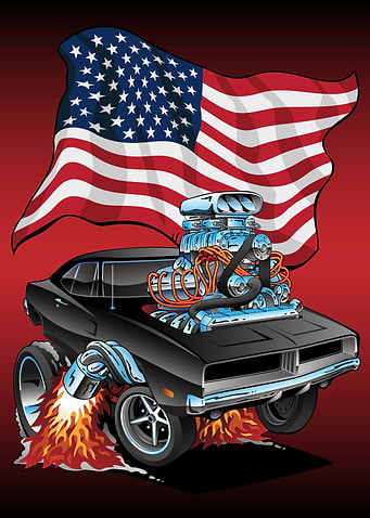 Classic Muscle Car Cartoon
