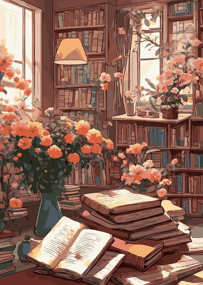 Reading Books Flowers 5