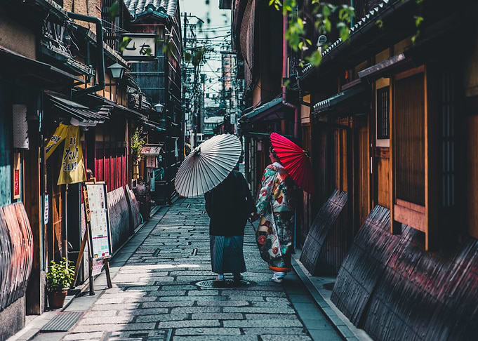 Chinese umbrellas in Kyoto