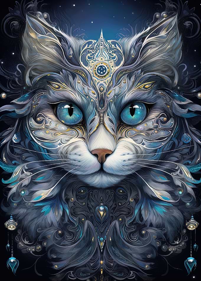abstract kintsugi cat