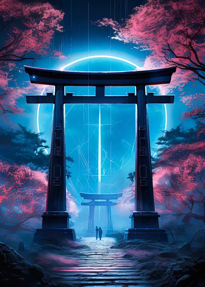 gate japan moon night