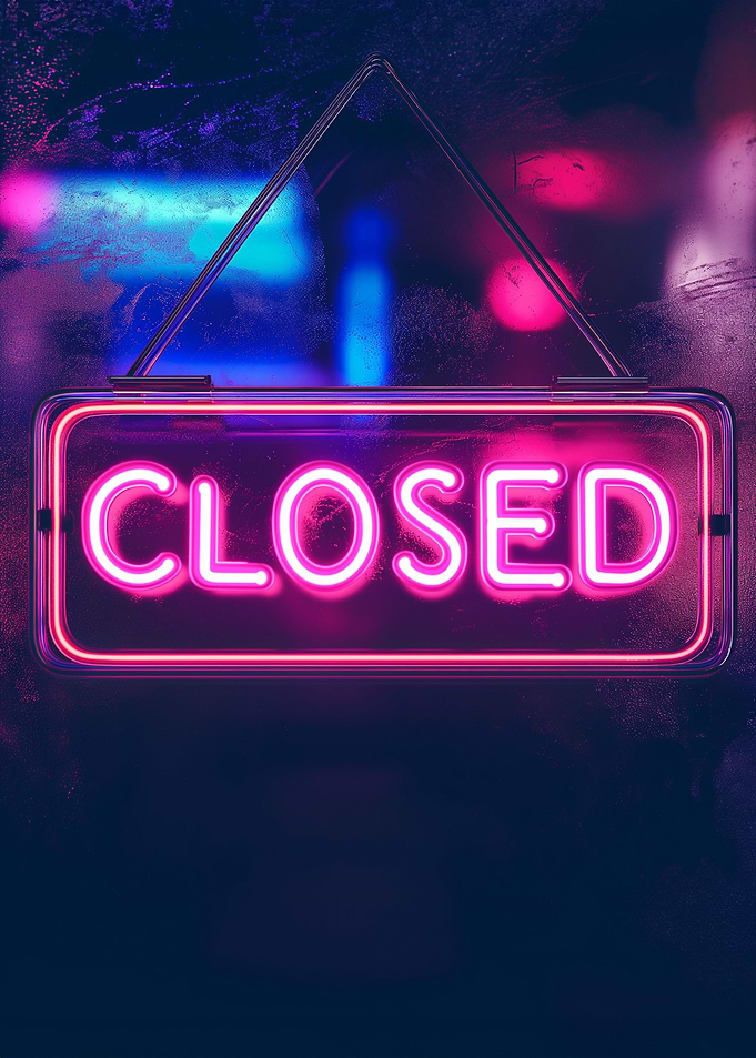 Neon Closed Sign Glow