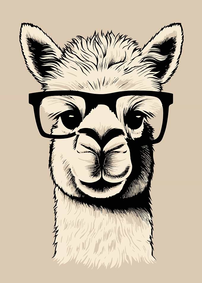 Funny Hipster Alpaca