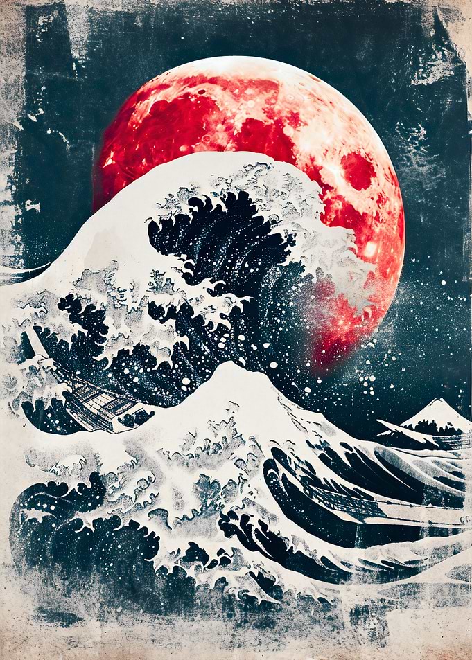 Great Wave on Red Moon