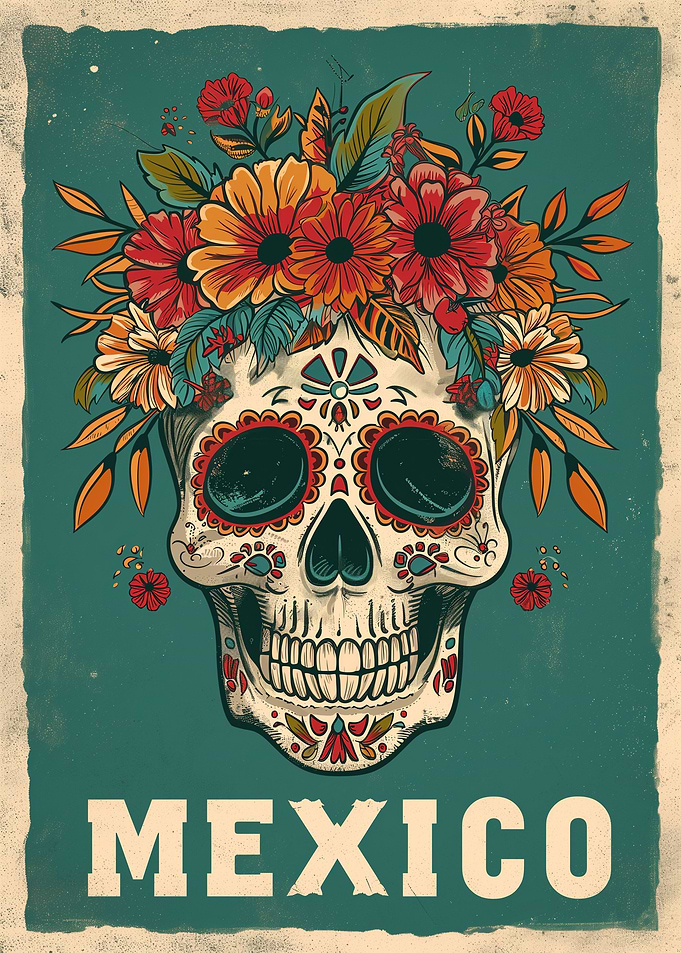 Mexican Flower Skull