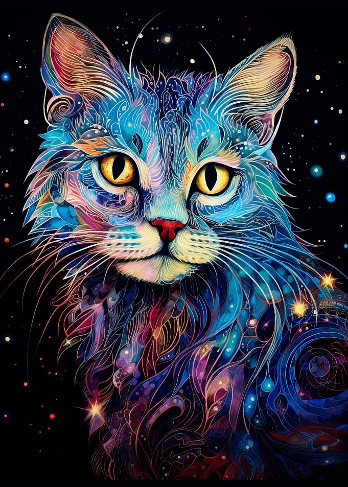 abstract kintsugi cat
