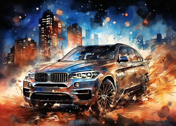 BMW X5 on city street