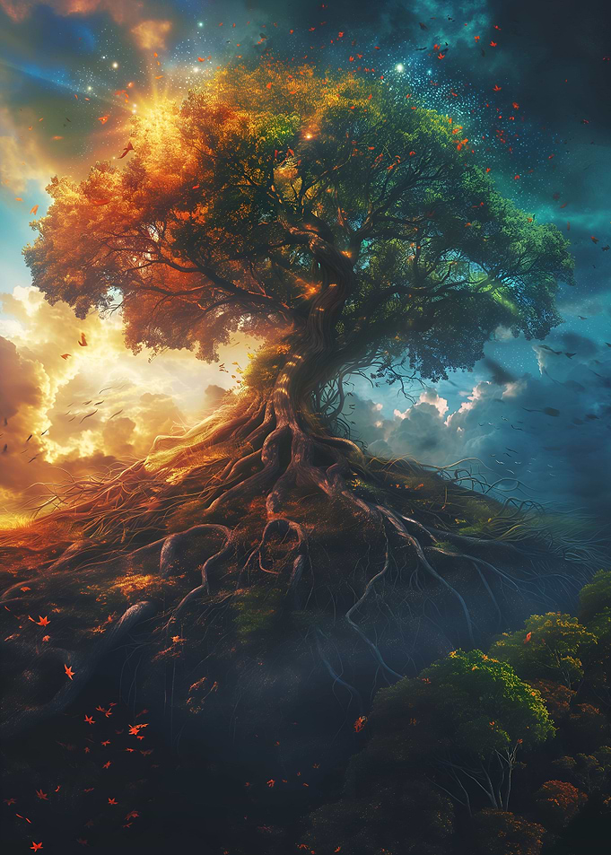 Magical colorful tree