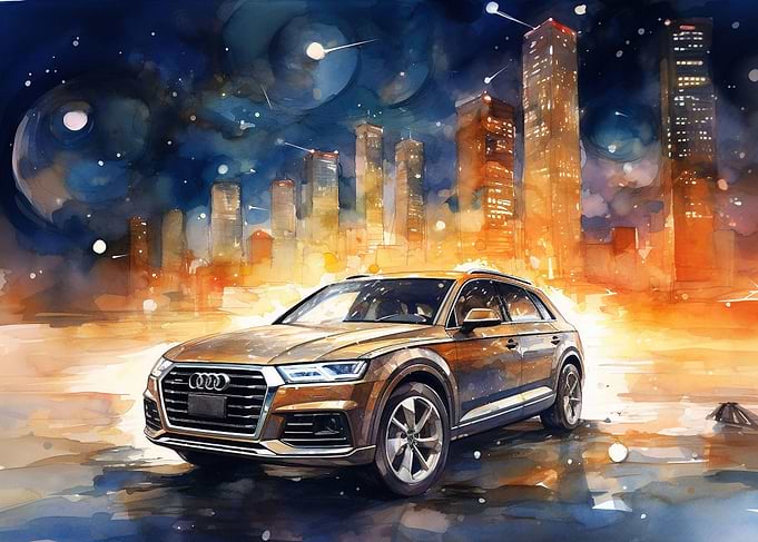 Audi Q7 on a city street
