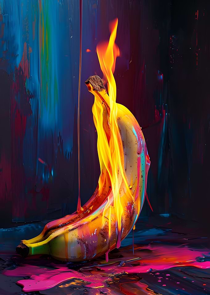 Surreal Banana In Flames