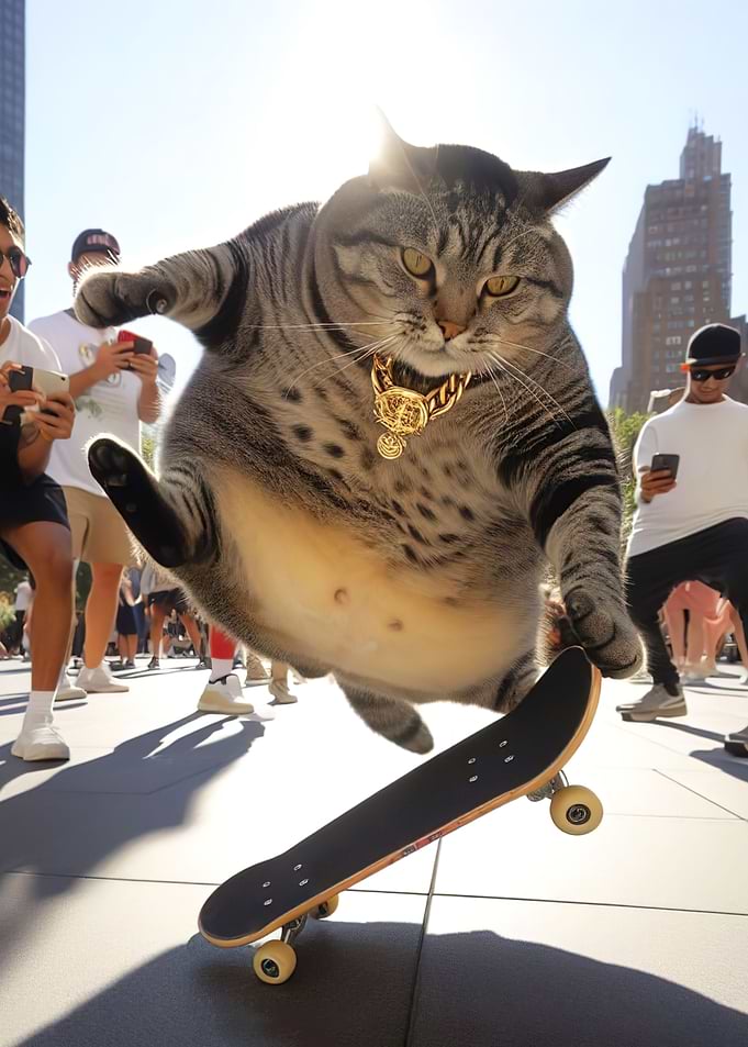 Skating cat