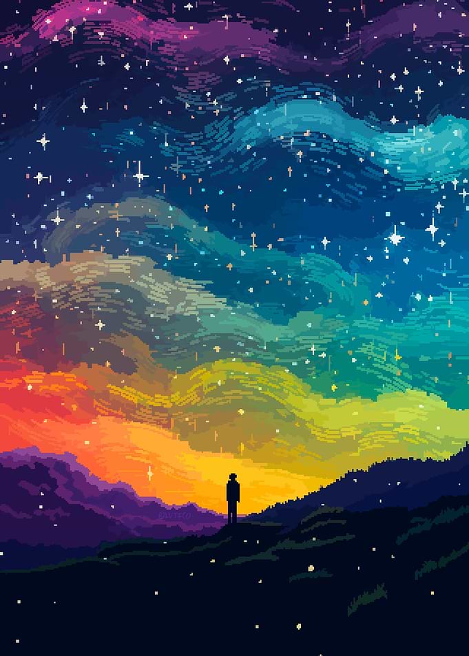 Rainbow Stars Pixel Art