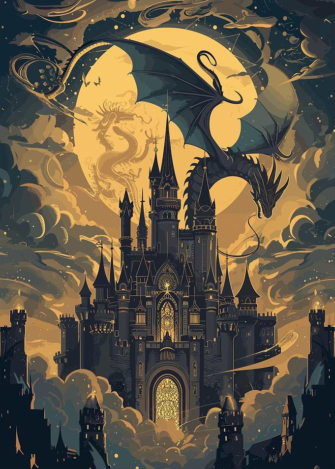 Dragon Fantasy Castle Art