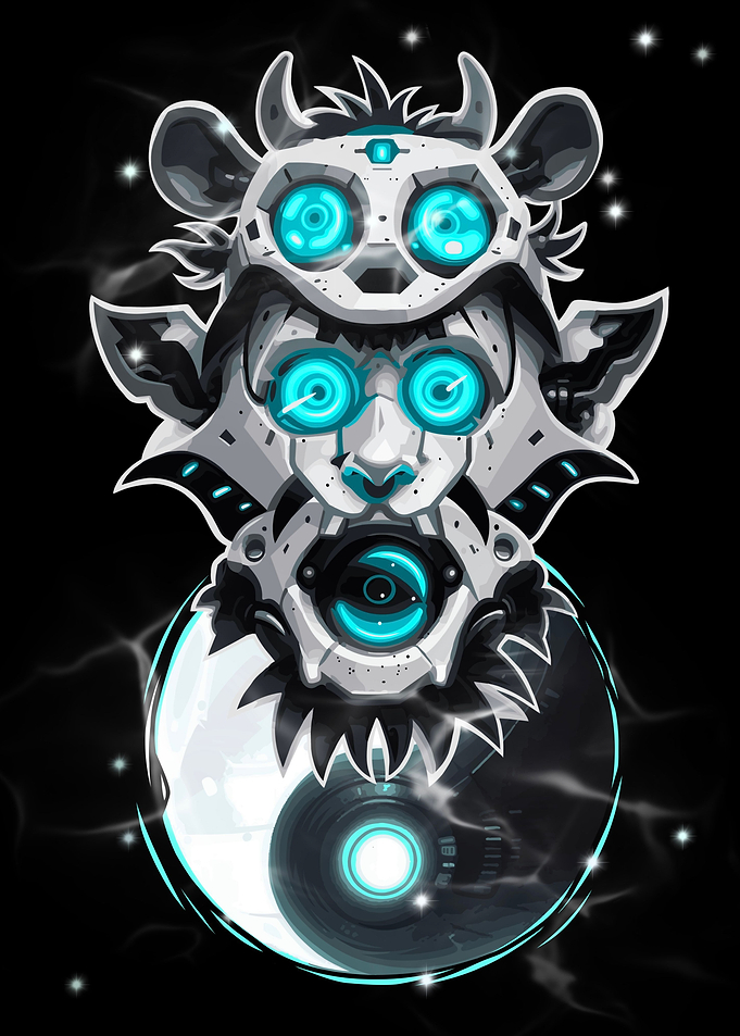 Monster robot moon yinyang