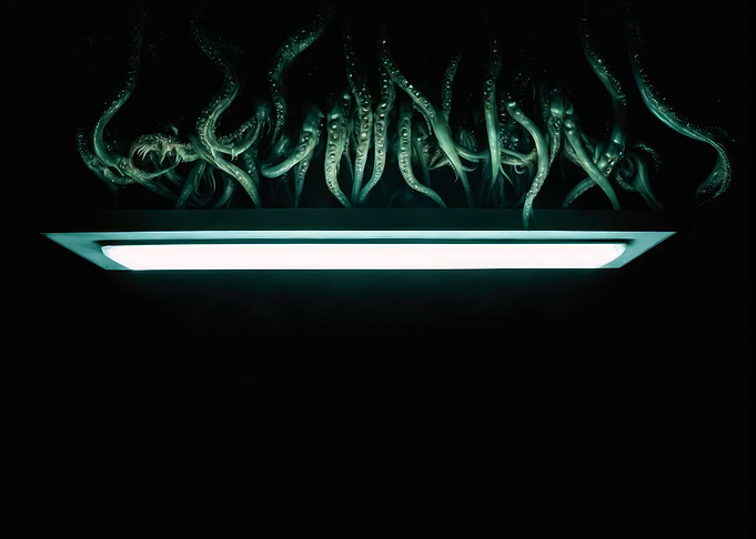 Neon light basement horror