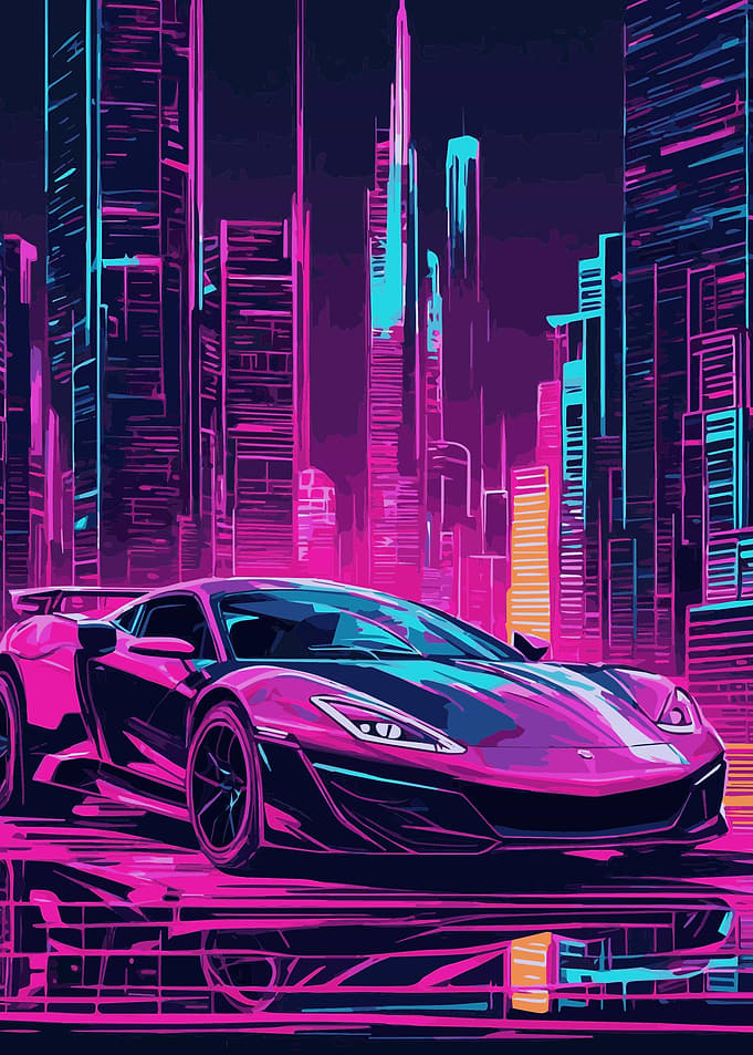 Neon City Sports Car 1