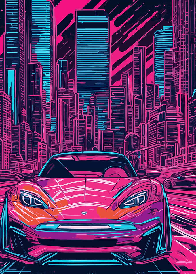 Neon City Sports Car 8