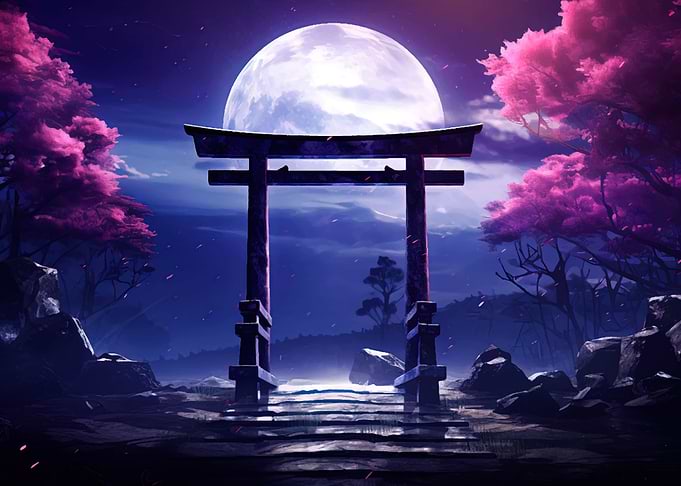 gate japan moon night