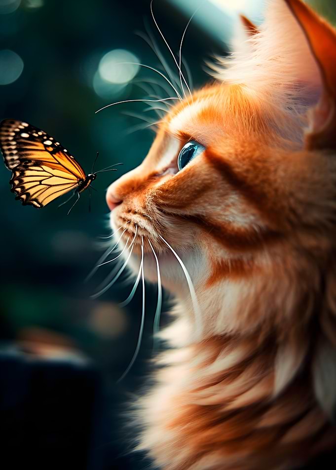 Cat with butterfly