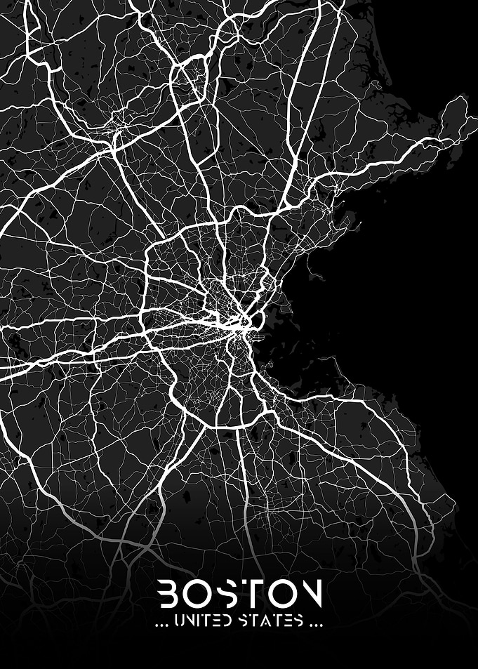 Boston City Map Black