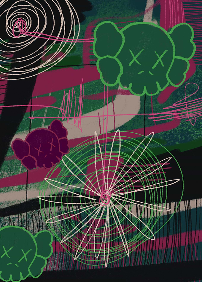 Kaws Dolls unique abstract