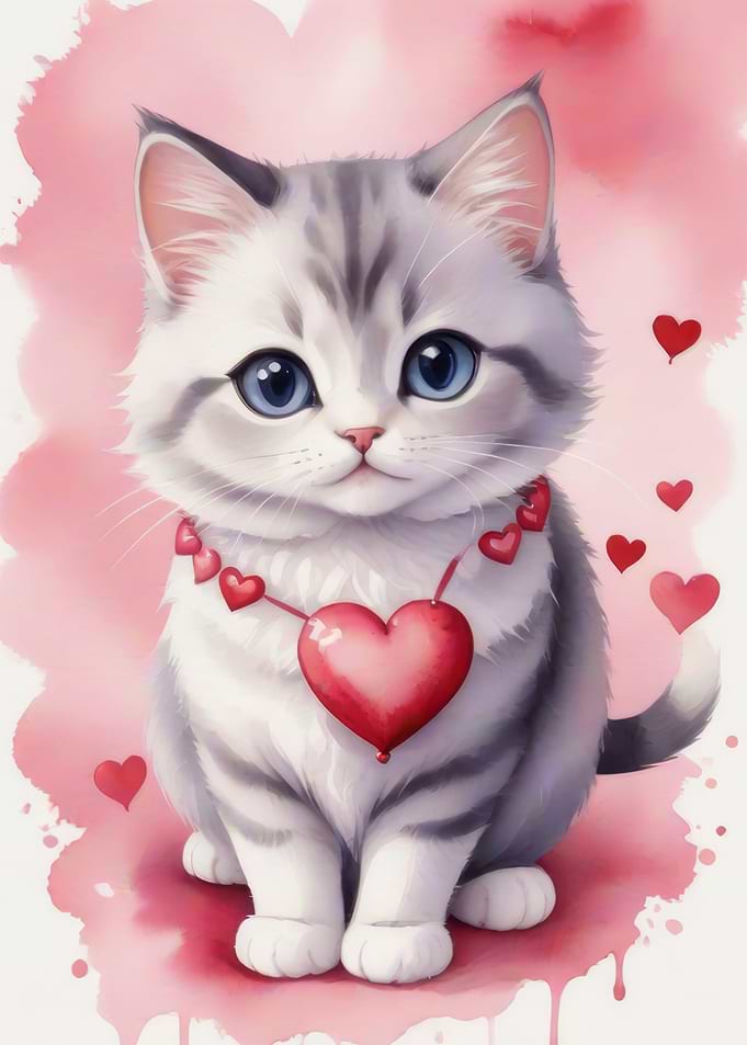 Cute watercolor cat