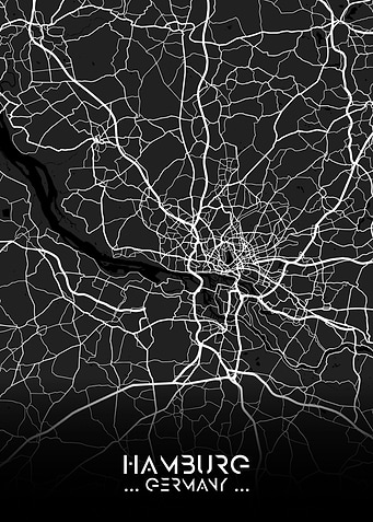 Hamburg City Map Black