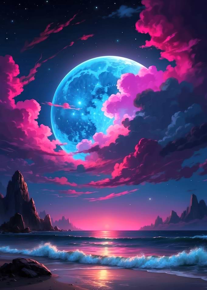 neon full moon