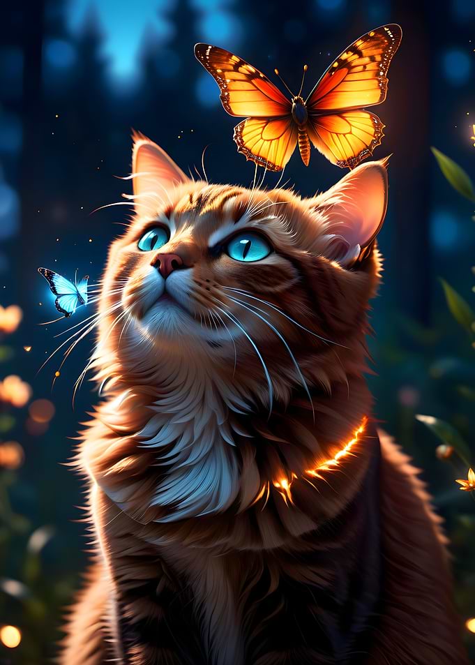 Cat with butterfly