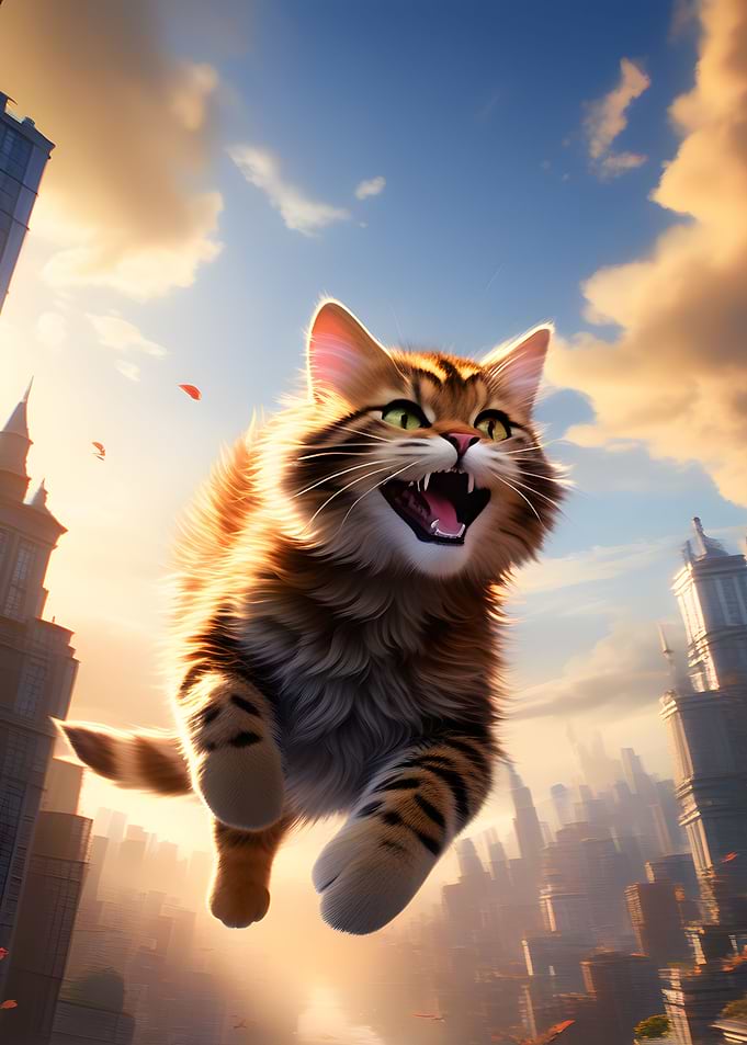 Huge Flying Cat
