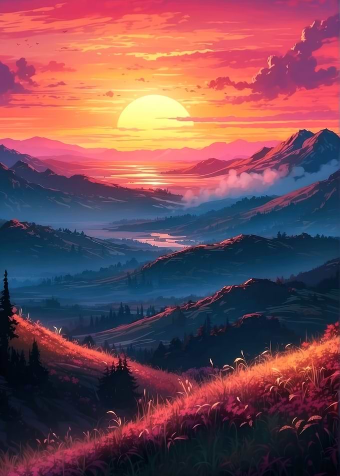 sunset mountains