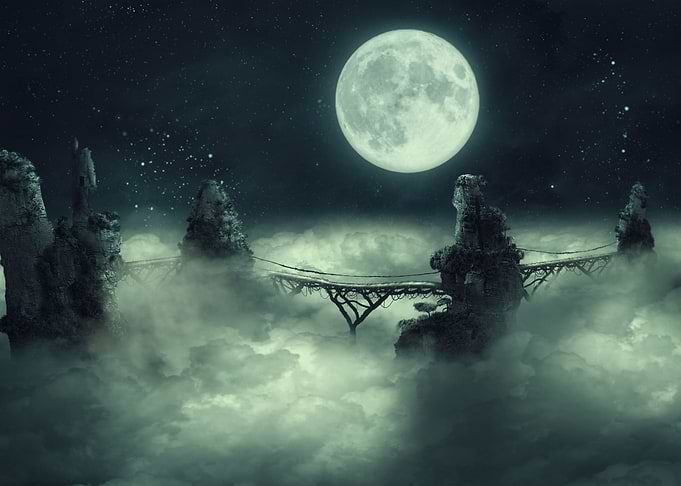 Full moon Dark Sky Clouds