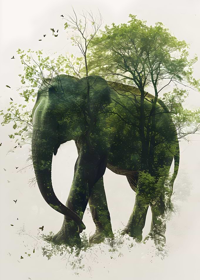 Double Exposure Elephant