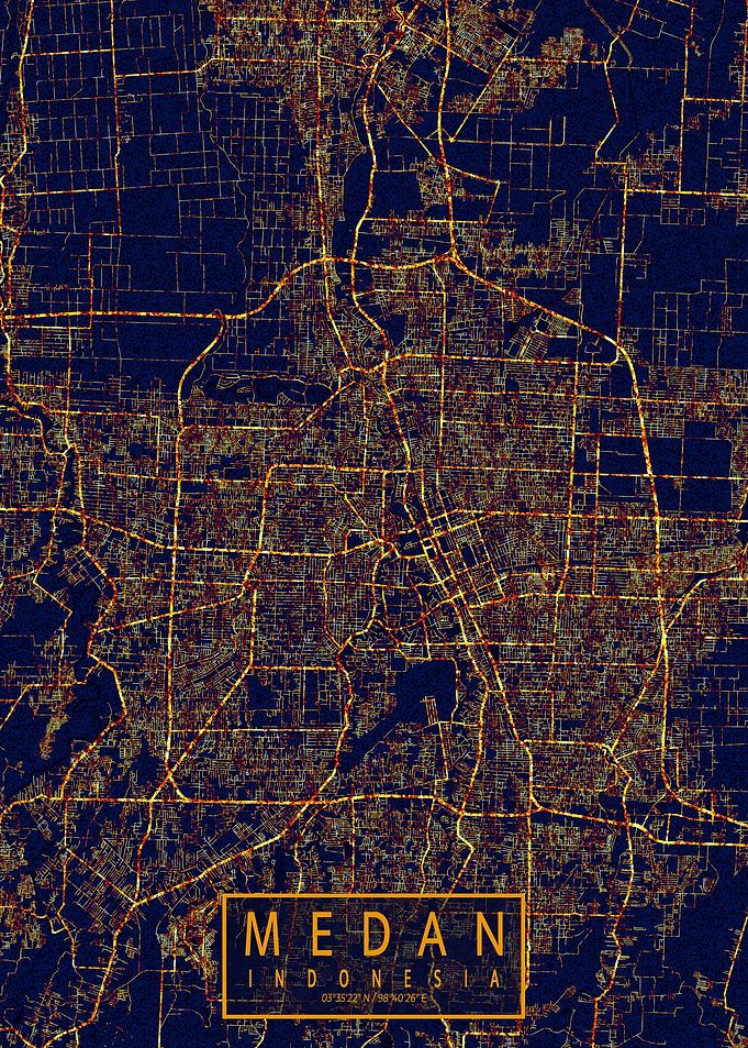 Medan Map City At Night