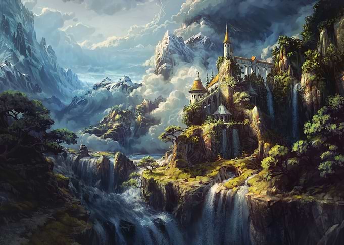 Castle Waterfalls Surreal