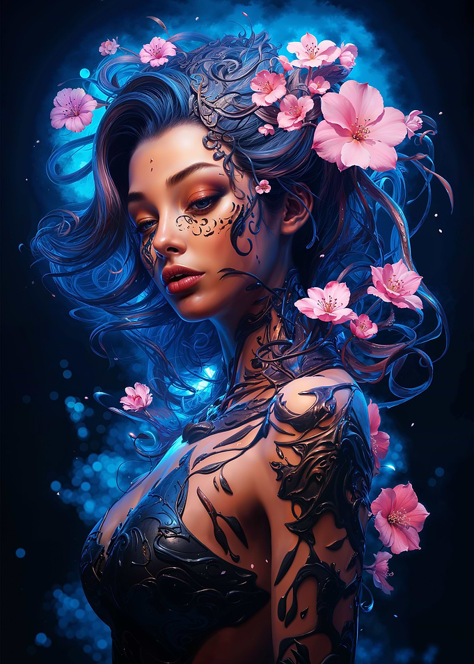 Floral Cyberpunk Girl