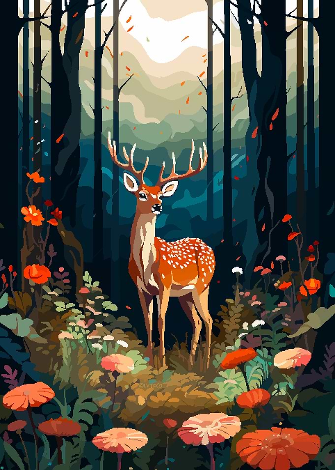 Forest Deer Pixel Art