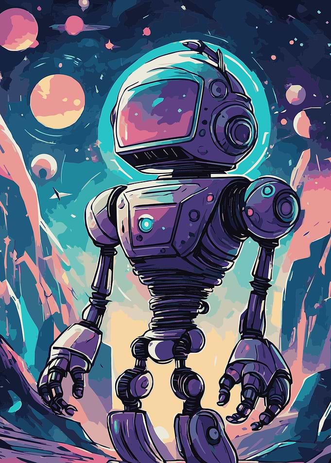 Cute Robot Fantasy Space