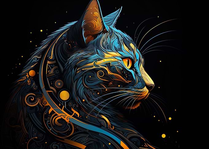 Abstract Kintsugi Cat