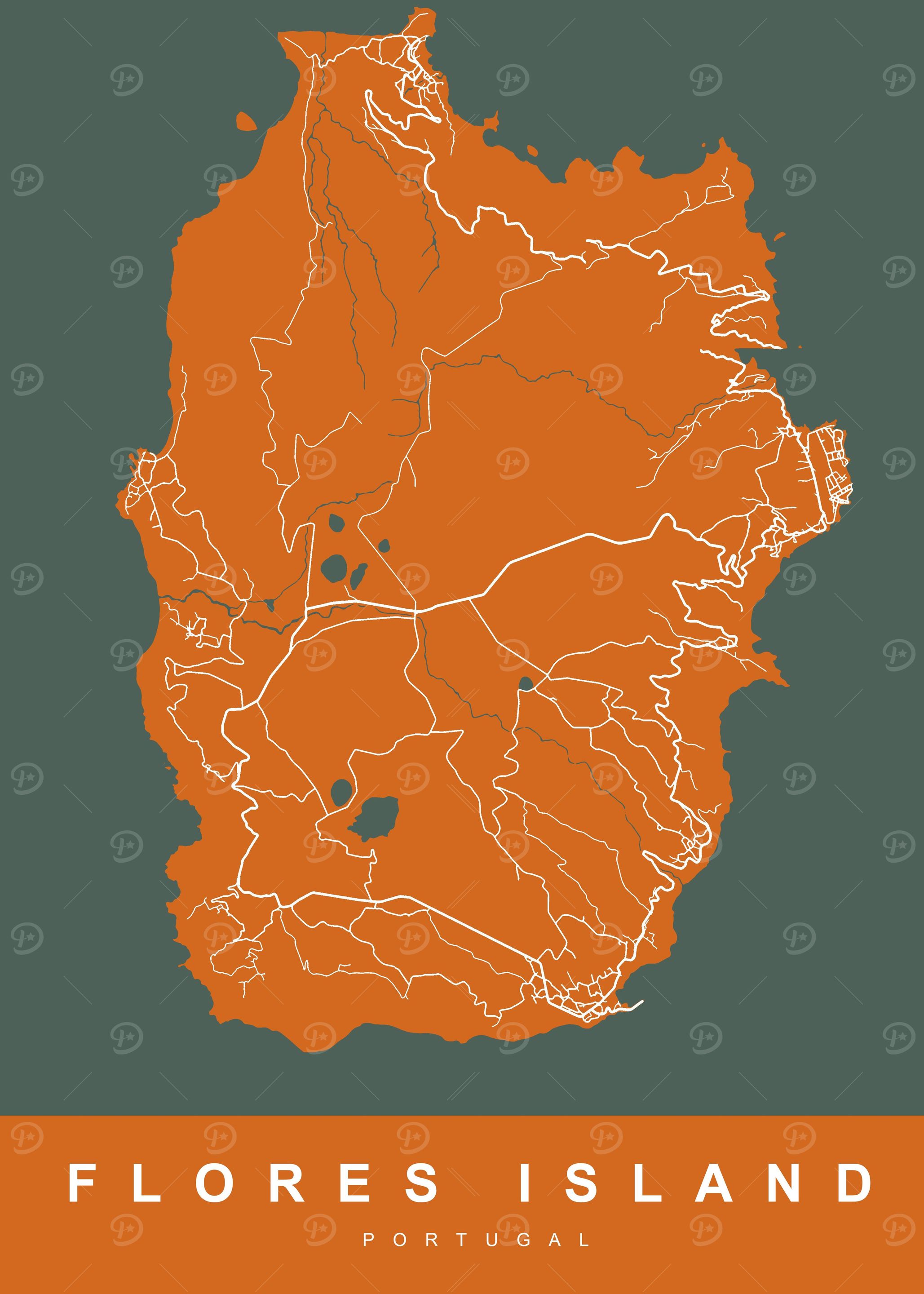 MAP FLORES ISLAND PORTUGAL