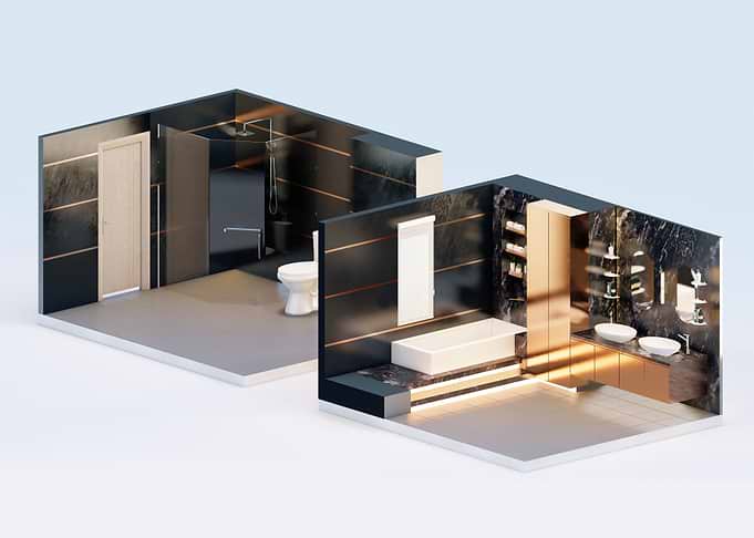 Dark isometric toilet
