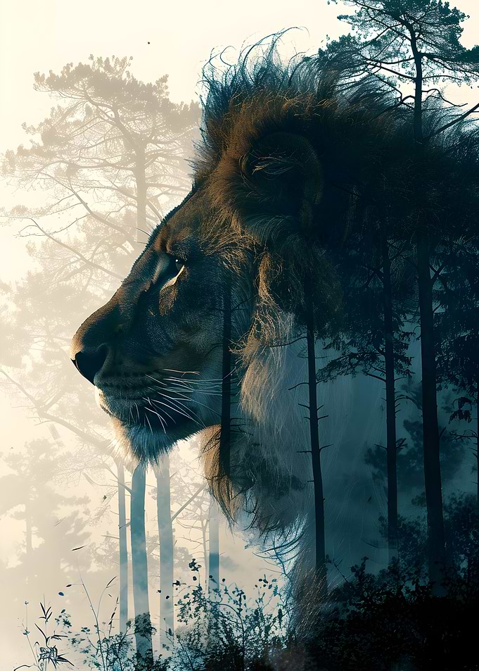 Wild Lion Double Exposure