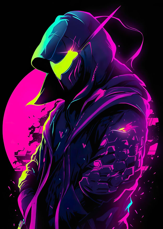 mysterious man neon style