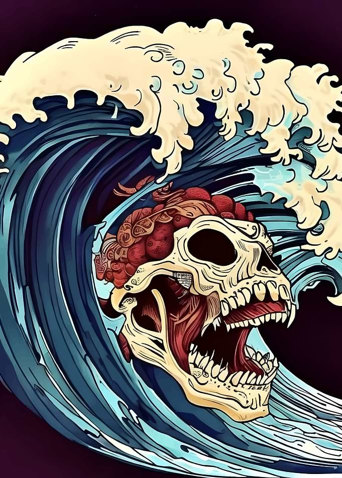 A SKULL IN THE WAVE