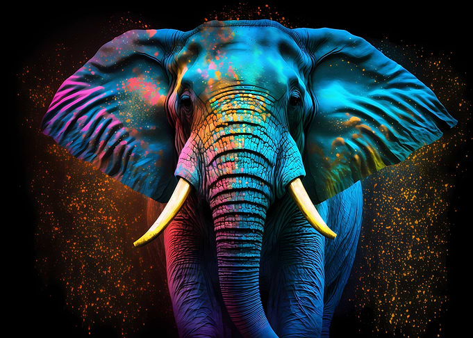 Neon watercolor Elephant