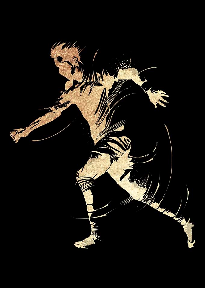 Soccer player grunge gold