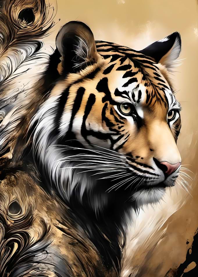 gold leaf art Tiger art