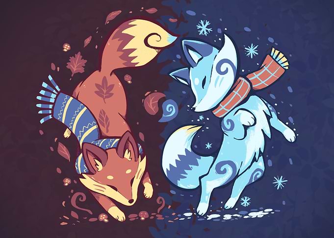Autumn and Snow Fox