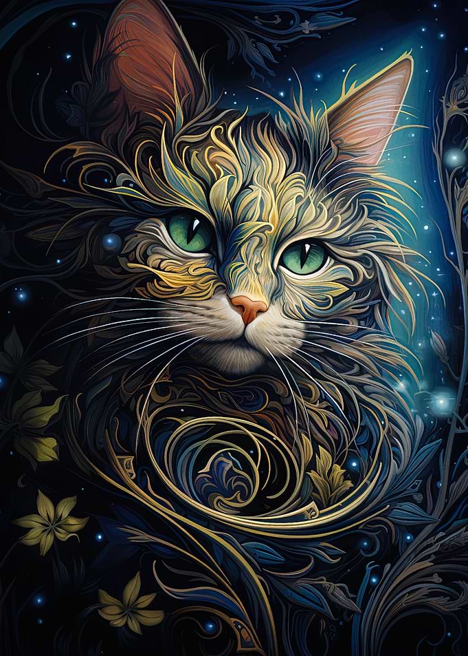 Abstract Kintsugi Cat