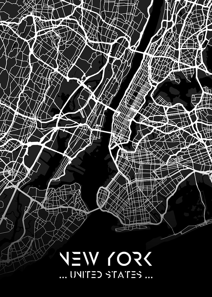 New York City Map Black